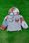 (WOMEN)Aztec sleeve denim jacket with removable hoodie. TPW65153014 AMY