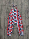 Girls multi- printed patriotic halter patch romper.SR031202-SOL