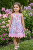 Seagull / floral printed girls dress with pink scallop hem & under shorts attached. GSD013016 AMY