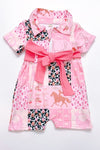 Pink western printed girls romper. SR031901-JEAN