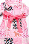Pink western printed girls romper. SR031901-JEAN