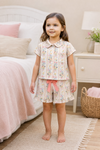 Mallard Duck printed pajamas set  w/lt. pink bow on shorts. GSSO013027-JEAN