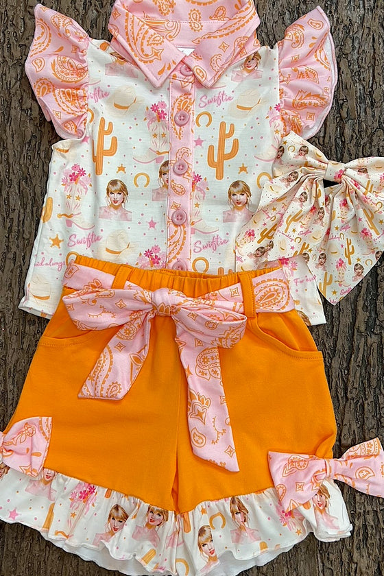 (WESTERN) Tayl*r Sw*ft printed girls 2 piece set. OFG50624 Jean