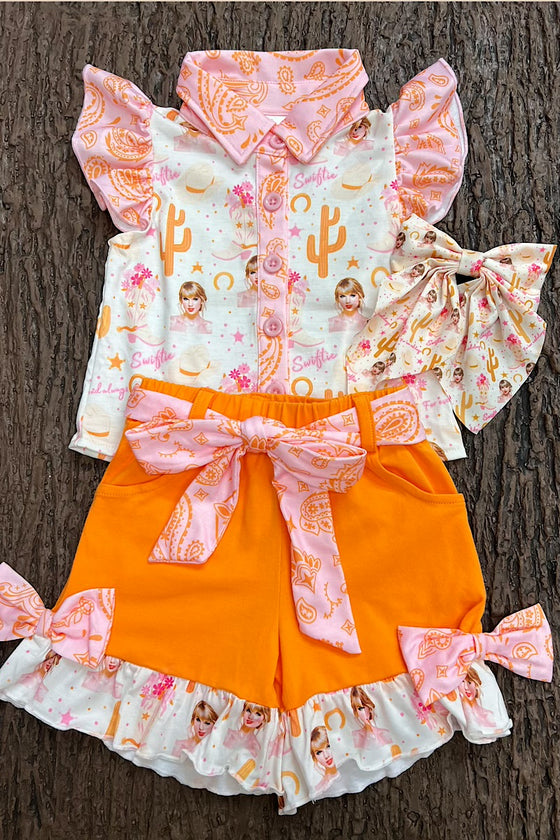 (WESTERN) Tayl*r Sw*ft printed girls 2 piece set. OFG50624 Jean