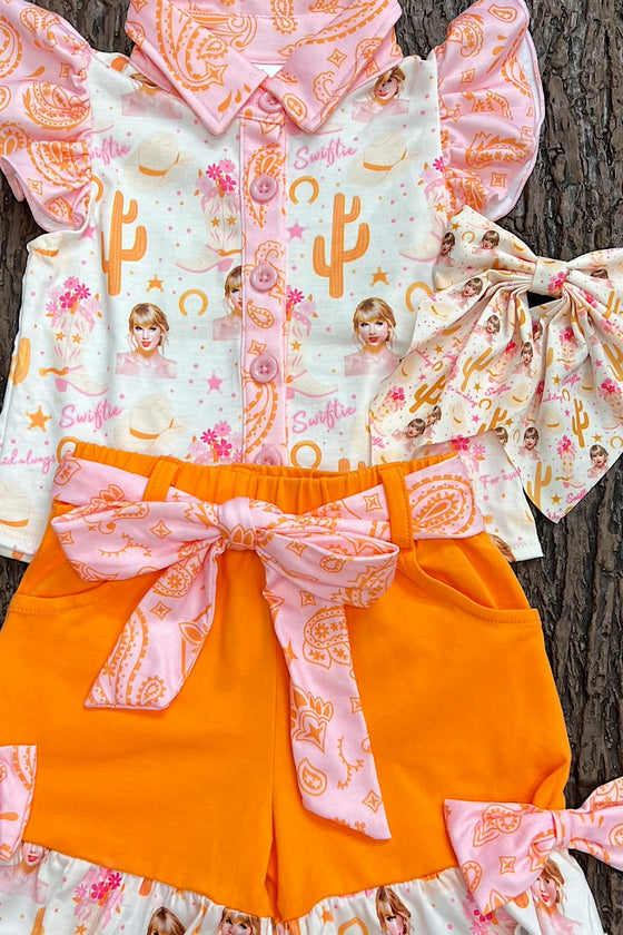 (WESTERN) Tayl*r Sw*ft printed girls 2 piece set. OFG50624 Jean