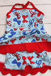 Lt. Blue w/ multi printed patriotic bow Hi-Performance dress w/scallop hem. GSD013014-JEAN