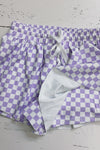 Purple Checker Hi-performance shorts. SS020401-AMY