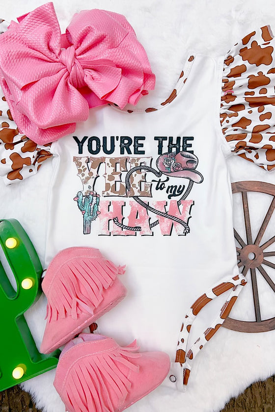You're the yee to my haw" cute graphic baby onesie with snaps. SOL2023