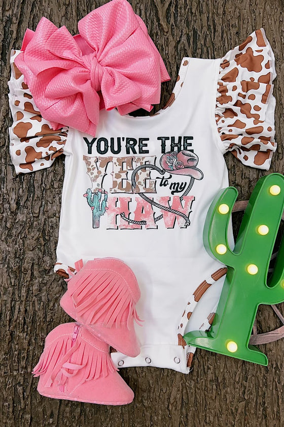 You're the yee to my haw" cute graphic baby onesie with snaps. SOL2023