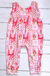 Strawberry coquette bow printed baby romper. SR013028- JEAN