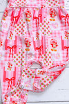 Strawberry coquette bow printed baby romper. SR013028- JEAN