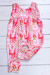 Strawberry coquette bow printed baby romper. SR013028- JEAN