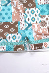 Turquoise & brown western patch printed romper. SR112710-SOL