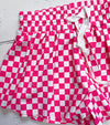 White & fuchsia Checkered printed Hi-Performance Shorts. SS020404-SOL