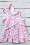 Lt. Pink cow printed HI-Performance crop top and skort. GSD022404-SOL