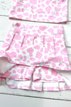 Lt. Pink cow printed HI-Performance crop top and skort. GSD022404-SOL