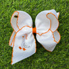 5" White duck on white embroidered bow w/ orange moon stitch . 4PCS/$12.00 BW-DSG-5104