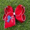 Embroidered bow on red w/ white moon stitch. 4pcs/$12.00 BW-DSG-5130