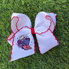 5" Patriotic Embroidered boot western hair bow. (4PCS/$10.00) BW-DSG-5106