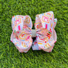 Crayon, pencil, Bus, bow printed back to school hair bow. 4pcs/$10.00 BW-DSG-5133