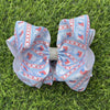 6.5" Lt. Blue patriotic flag printed double layer hair bows.  4pcs/$10.00 BW-DSG-5099