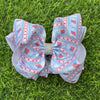 6.5" Lt. Blue patriotic flag printed double layer hair bows.  4pcs/$10.00 BW-DSG-5099