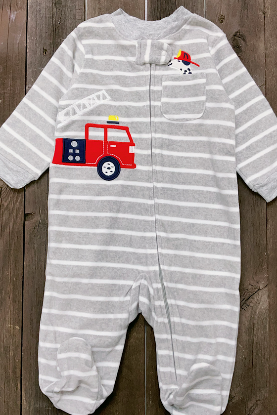 Fire fighter application baby onesie. Made of cozy fleece.  900656-sol