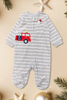 Fire fighter application baby onesie. Made of cozy fleece.  900656-sol