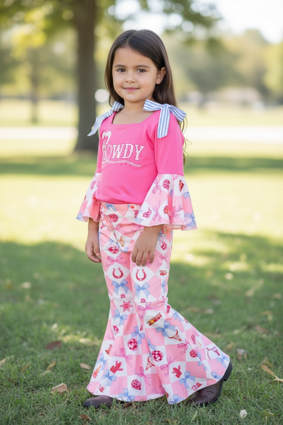 Howdy bell sleeve top and bell bottoms. OFG53462 SOL