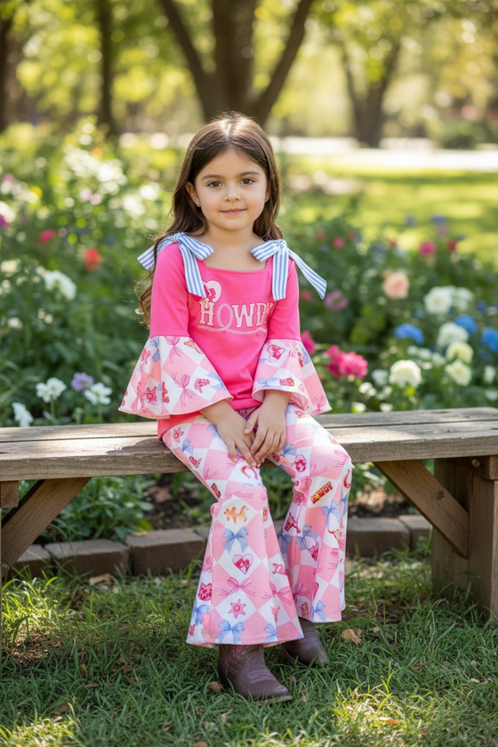 Howdy bell sleeve top and bell bottoms. OFG53462 SOL