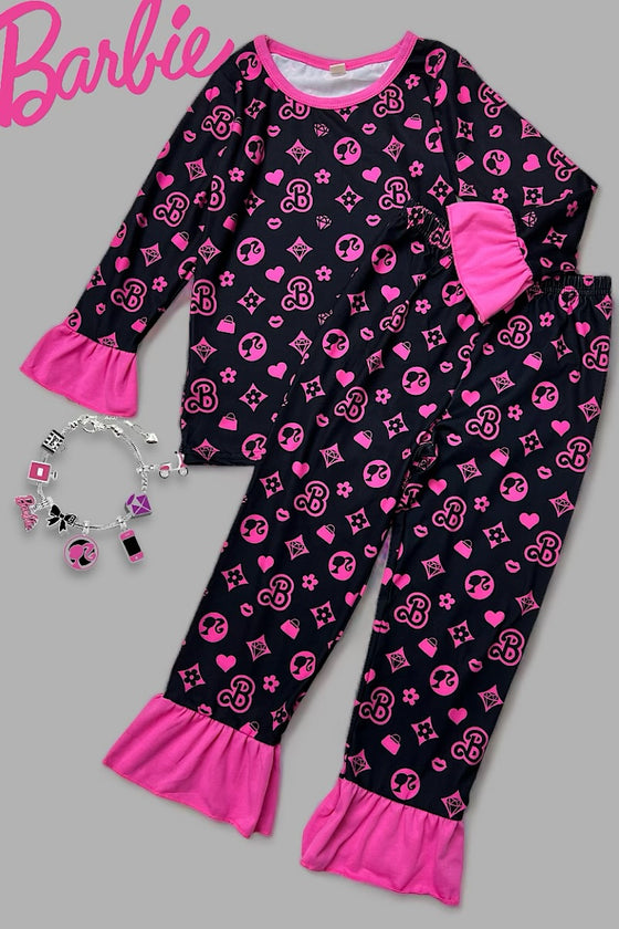 Pink & black Character printed pajama set. GLP100904-WENDY