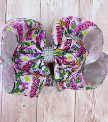  6.5" WIDE Grin** printed double layer hair bows. 4pcs/$10.00 BW-DSG-10E