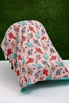  Multi-Color Cactus printed baby blanket.(35"X35") BKB25154002 M