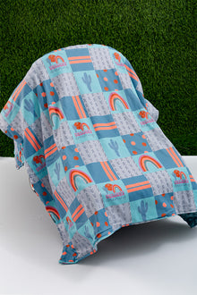  Rainbow printed boys baby blanket.(35"X35")BKB25154001 M