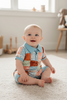 Lt. Blue western printed romper. RPB60015 AMY