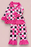 Checkered Barbie Character printed pajama set. GLP100902-Jeann