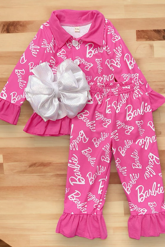 Fiuscha /white Barbie Character printed pajama set. GLP100901-SOL