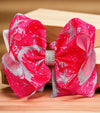 Hot pink & silver printed character double layer hair bows w/ rhinestones. 4pcs/$10.00 bw-dsg-932
