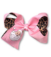6.5"Pink Santa printed bow w/pink & cheetah printed ribbon. 4pcs/$10.00 BW-DSG-B296
