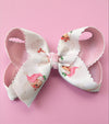 6" 2 Layer ribbon hair bow-Santa printed & glittery ribbon. 4pcs/$12.00