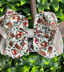  COFFEE CUP-MULTI- PRINTED DOUBLE LAYER HAIR BOWS. 7.5" WIDE 4PCS/$10.00 BW-DSG-760