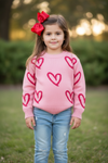 Pink Heart printed knit sweater. TPG60030 Jean