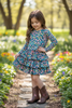 Floral printed long sleeve crop top & ruffle layered skort. OFG60156 SOL
