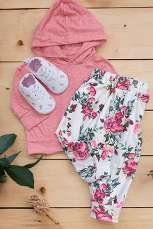  PINK HOODIE TOP WITH FLORAL PANTS. LC-OF-2116644
