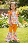 Easter bunny/ floral printed tunic and matching bell bottoms. OFG60145 JEAN