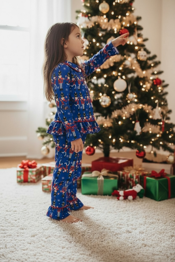 NUTCRACKER PRINTED ON ROYAL BLUE PAJAMAS SET. PJG501722007-SOL