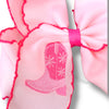 5" Pink western boot embroidered hair bow with fuchsia moon stitch. 3pcs/$12.00 BW-DSG-B303