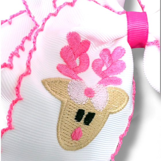 5" embroidered reindeer moon stitch hair bows. 3pcs/$12.00 BW-DSG-B301