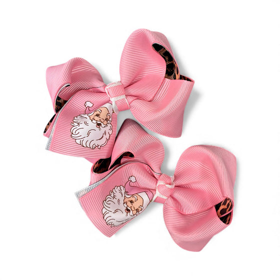 3" Santa printed with double layer hair ribbon. 12pcs/$16.50