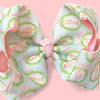 5" Wide nutcracker printed double ribbon hair bow.  4pcs/$10.00